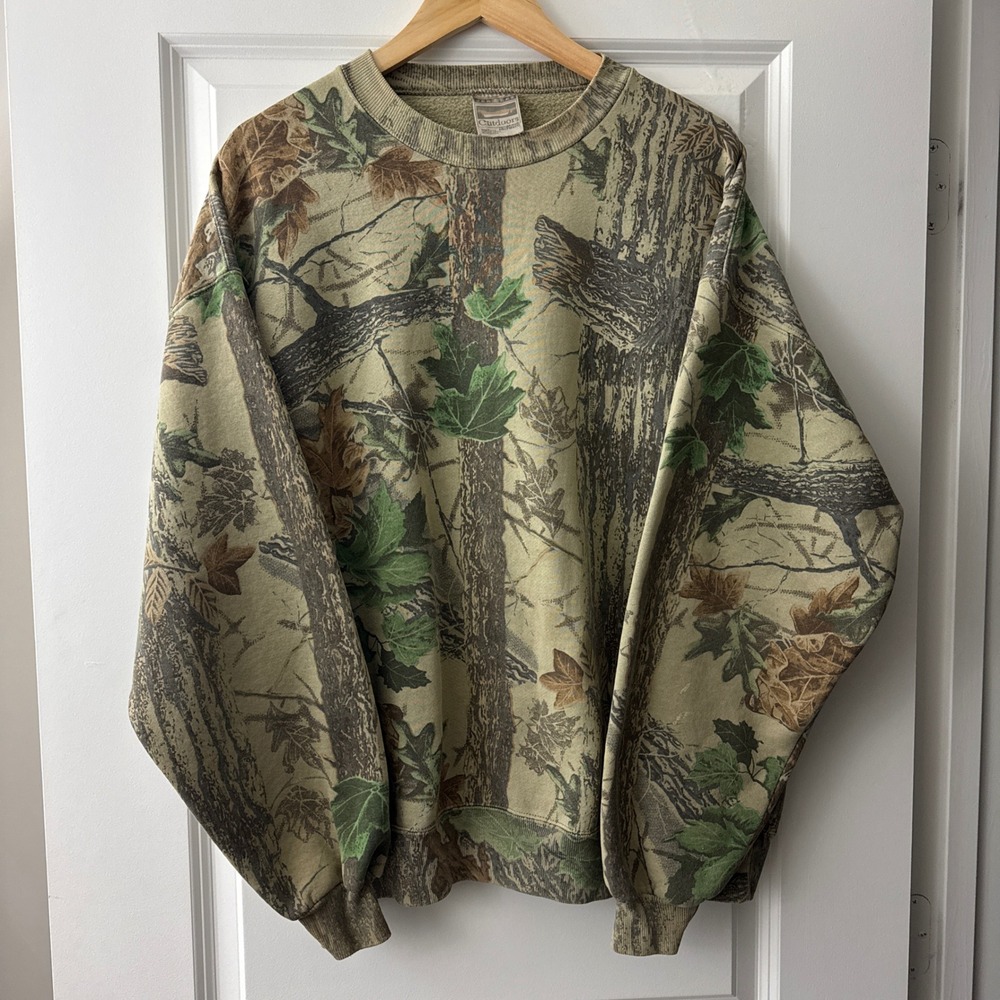 Vintage Jerzees Outdoors Realtree Camo Crewneck Sweatshirt Made in USA 2XL